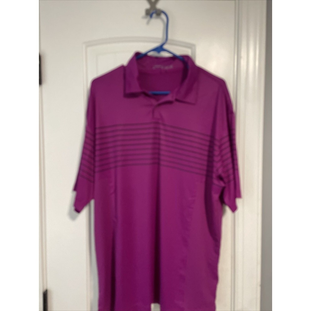 NIKE GOLF Dri-Fit Polo Shirt Black Striped Plum Color Size Large